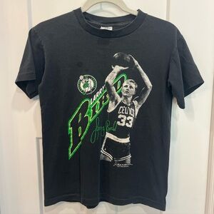 Vintage‎ Larry Bird T-shirt Boston Celtics Black Starter 1989 Kids Size 18-20